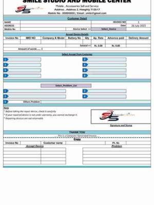 Mobile Repair Bill Format